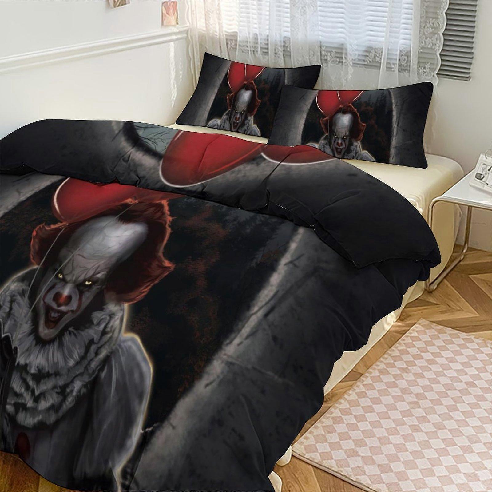 Draps de lit g513 Pennywise Print Bedding Set Pattern Duvet Cove Set 3 pièces 1 housse de couette et 2 taies d’oreiller pour femmes hommes adolescents tq513 Draps de lit