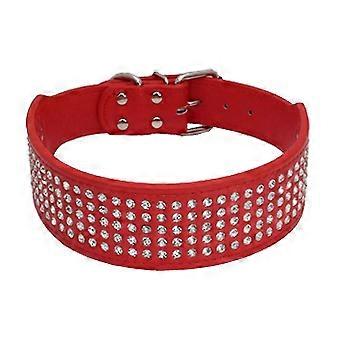 Berry Pet Rhinestone Dog Collar - 5 Rows All Sparkling Crystal Diamond Inlaid Pu Leather