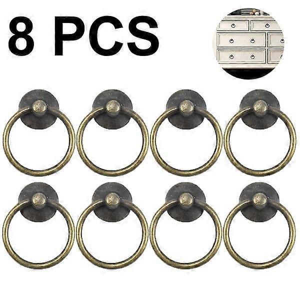 Bran 8pcs Vintage Cabinet Ring Knobs Round Antique Drawer Pulls Handle For Door