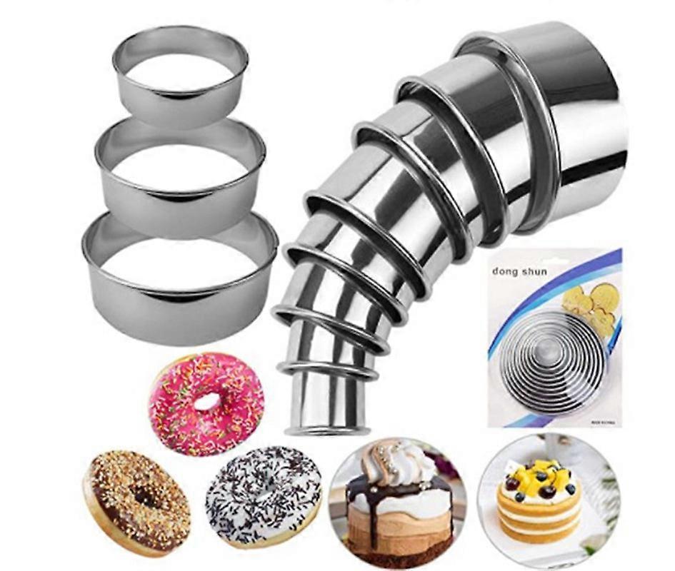 11stk runde kageringe sæt, rustfrit stål bageskærer