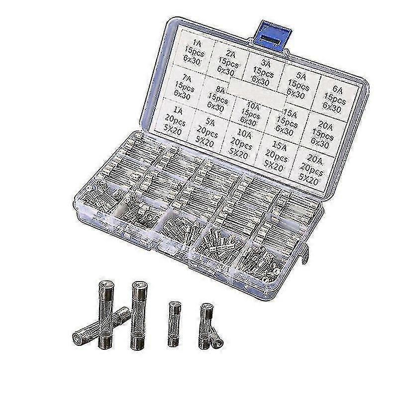250x Assorted Glass Fuses 5x20mm 6x30mm Box Fuse Tube Kit Quick Blow Fast Acting A-HYJ
