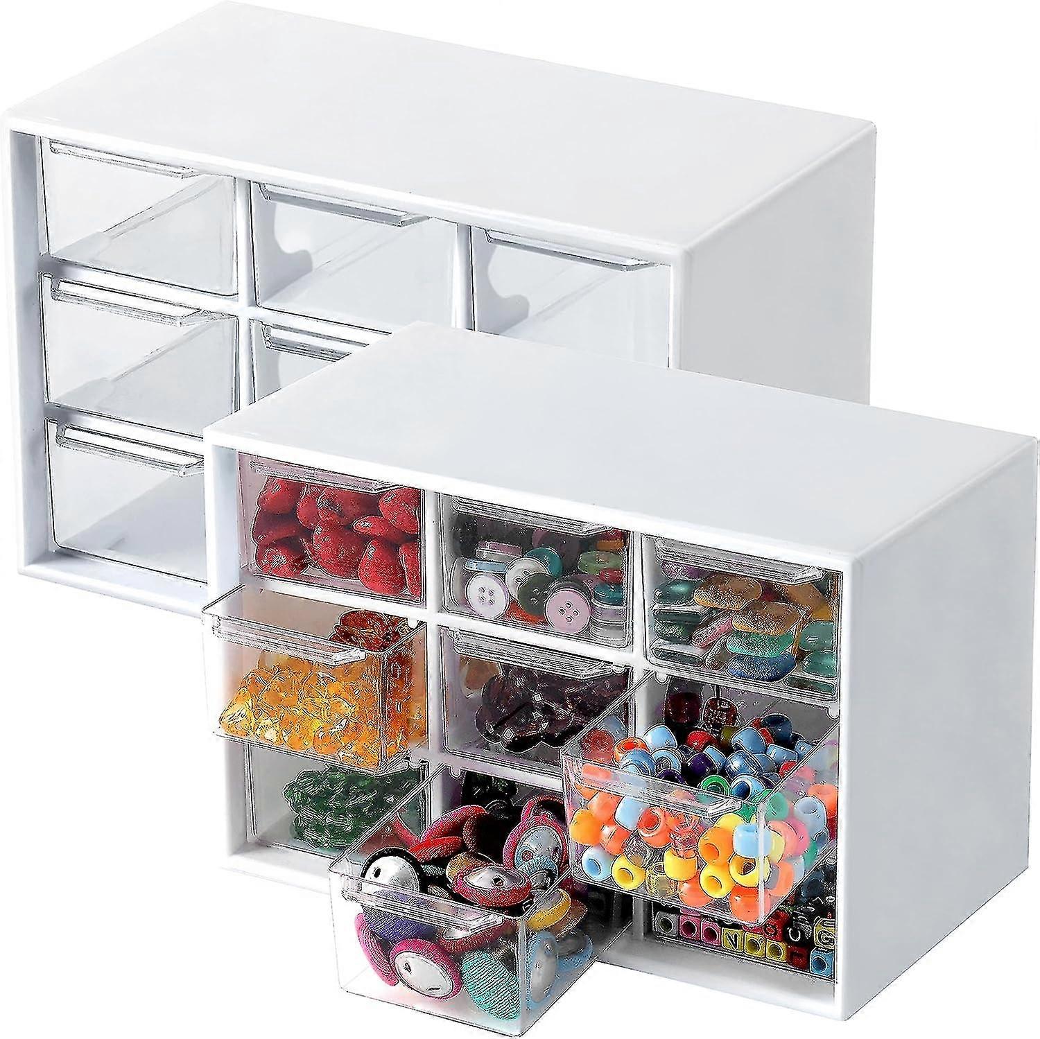 工艺盒储物带 9 个抽屉 - 桌面储物整理器迷你抽屉，用于工艺珠宝化妆品艺术缝纫用品