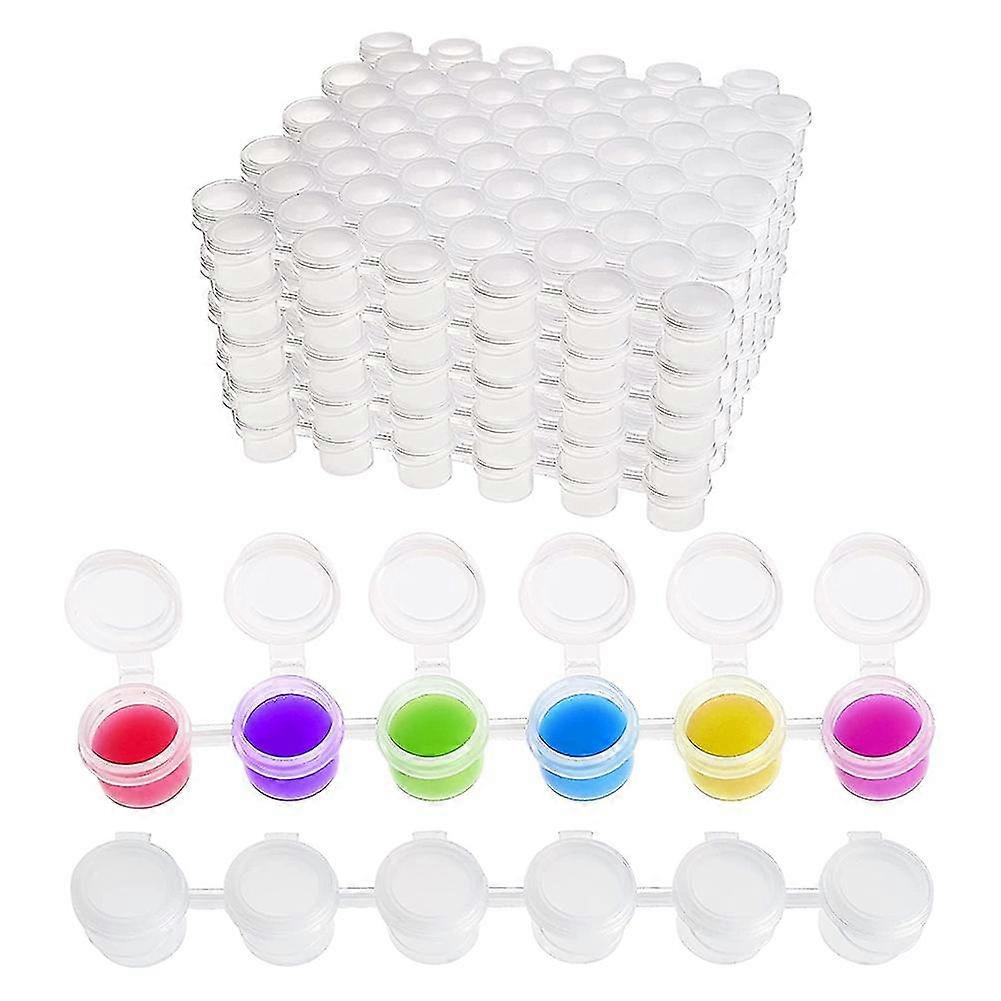 50 Strips Paint Pots Strips,300 Pots 2ml/0.07 Empty Paint Cup Pots With Lids, For Classrooms Painti