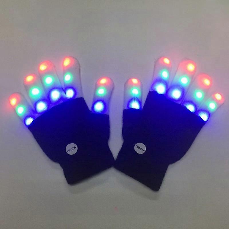 2pcs LED Light Up Glove & Glasses, Glowing Neon Glasses 6 Modes, Flashing Finger Skeleton Glove 3 Modes, Birthday Festival Halloween Christmas Costum
