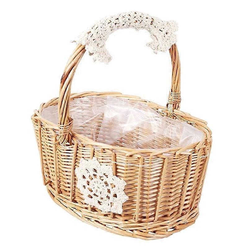 Flower Basket Braided Design Flower Print Widely Applied Creative Tote Picnic Weaving Basket for Wedding KAESI