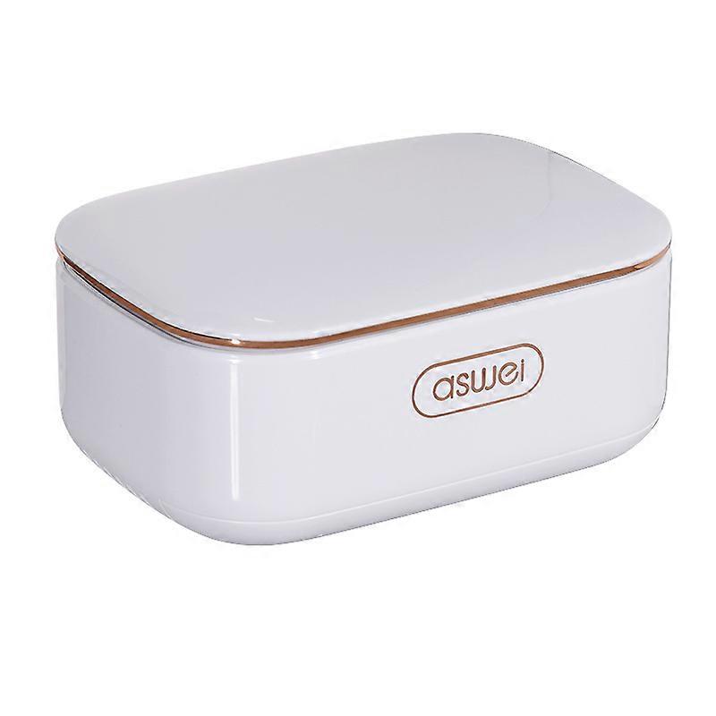 Soap Dish Wall Mount with Drain, Soap Box with Lid, Wall Mounted Soap Dish without Drilling for Bathroom and Balcony, Plastic - White, No Drilling, w