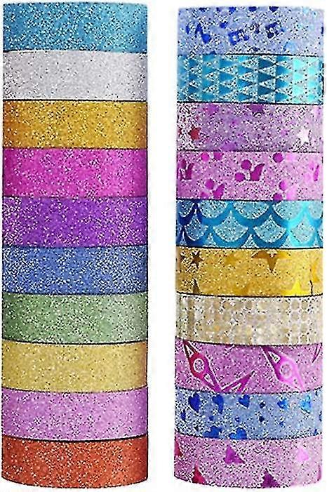 20 Rolls Glitter Washi Tape Colored