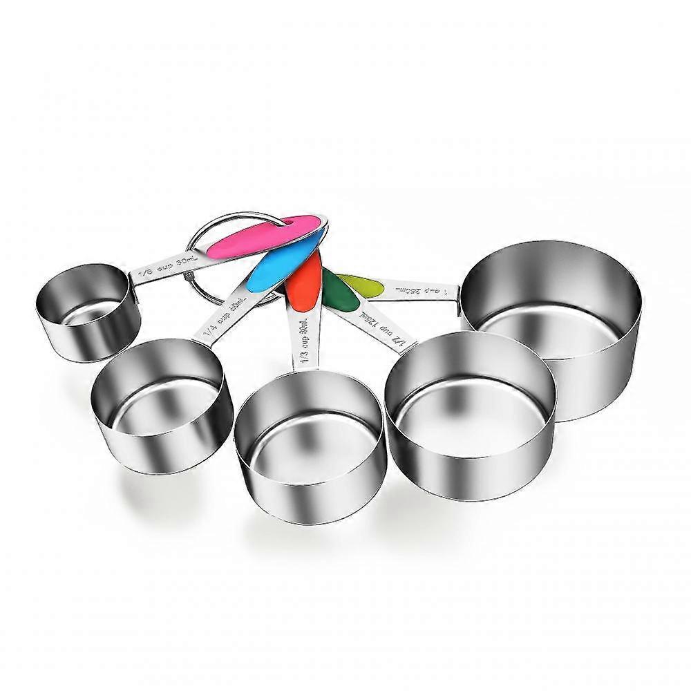 5pcs Thicker Handle Stainless Stee Kitchen Cooking Baking Measuring Cups Measuring Spoon