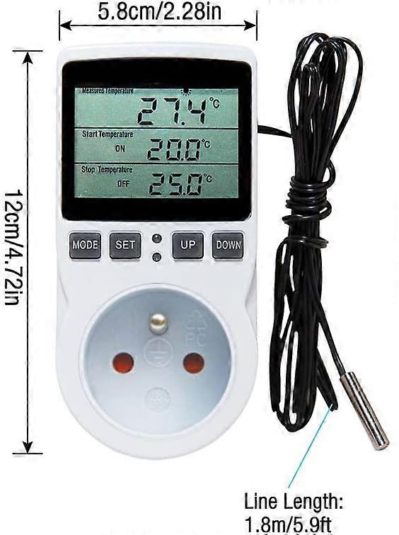 Termostato Con Sonda Termostato Presa MC POWER TCU-440 - Controllo Temperatura 5-30&deg;C 3500W Termostato 3500W 230V
