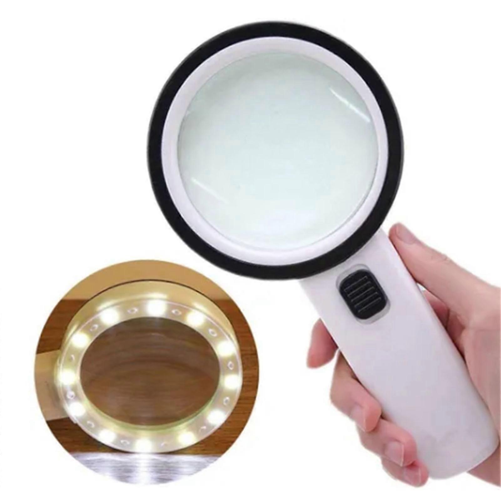 10X Large Double Layer Optical Magnifying Glass with LED Light 90mm Lens Jewelry Magnifying Glass