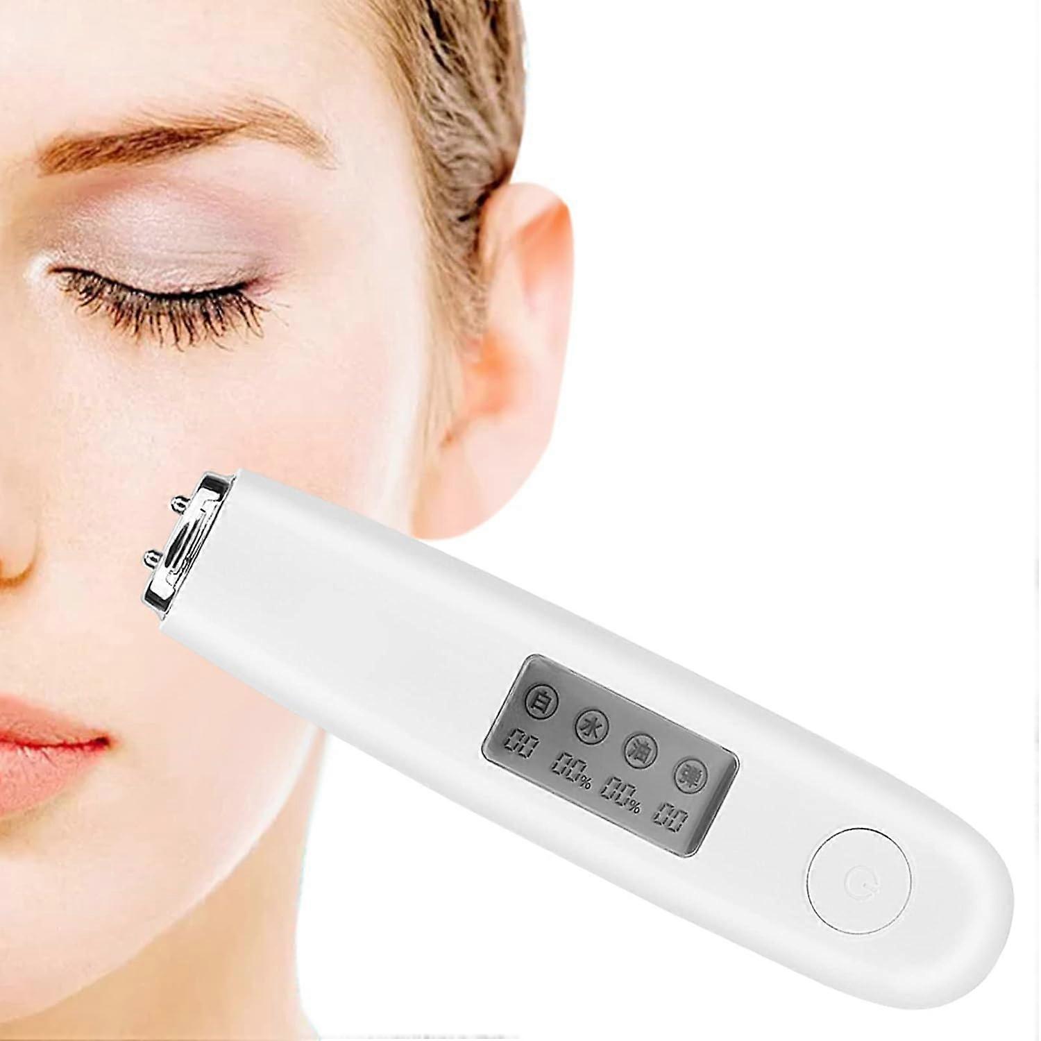Portable Skin Analyzer, Facial Moisture Monitor Water Oil Elasticity Whitening Degree Tester Digital Skin Detector Pen with LCD Display for Home Beau