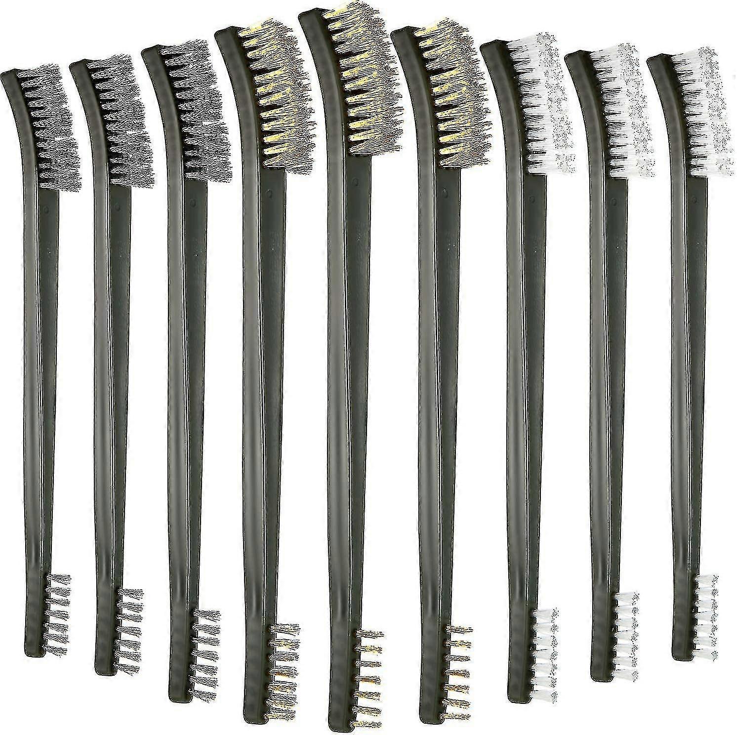 9 Pieces Mini Wire Brush Set Scratch Wire Bristles Brush Set Rust Paint Metal Cleaner Steel Nylon Brass Brush For Detailing Cleaning Welding Slag