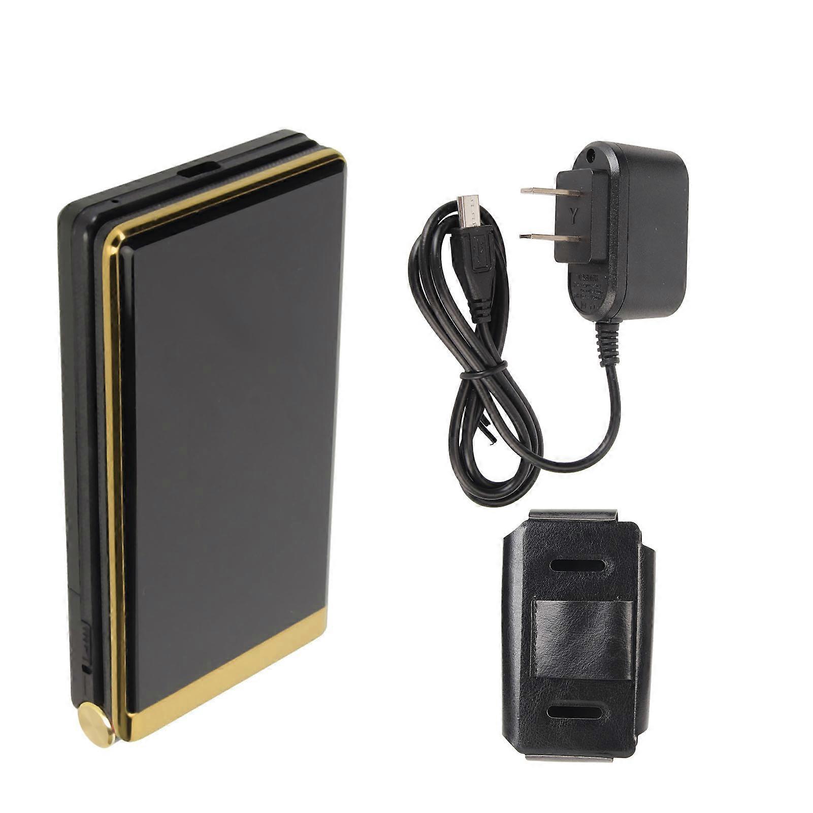 Flip Phone Unlocked for Seniors 2G GSM Phone with Backlight Large Buttons High Volume Dual Screen Dual SIM Card 5900mAh 100?240V Gold US Plug