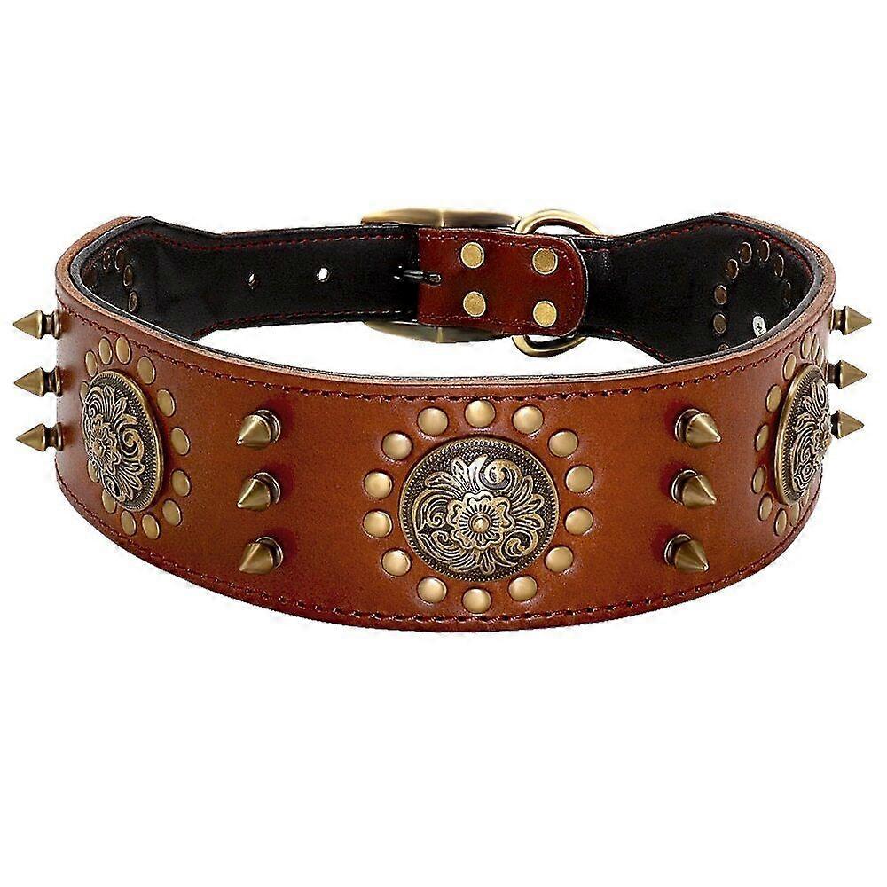 Leather Dog Collar Cool Spiked Studded Pet Dogs Collars for Medium Large Dogs