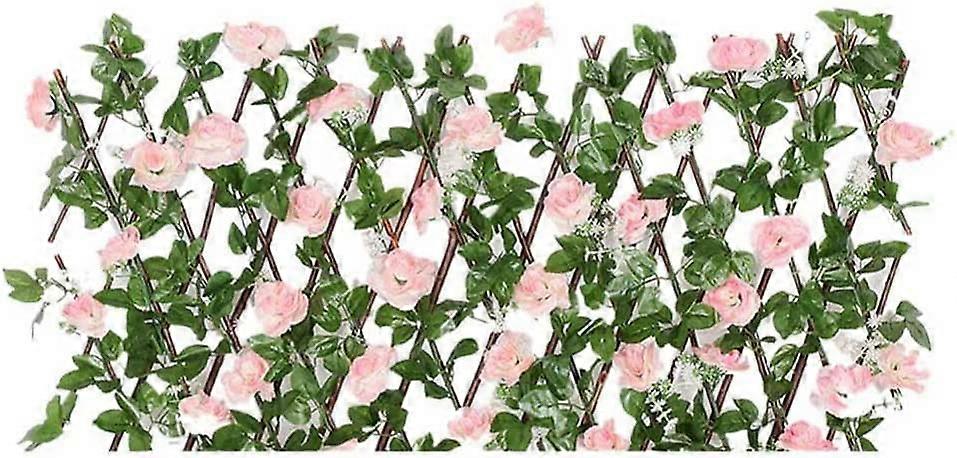 Artificial Fence Uv Protection Screening Telescopic with Acsergery Buds Leaves Privacy Gift