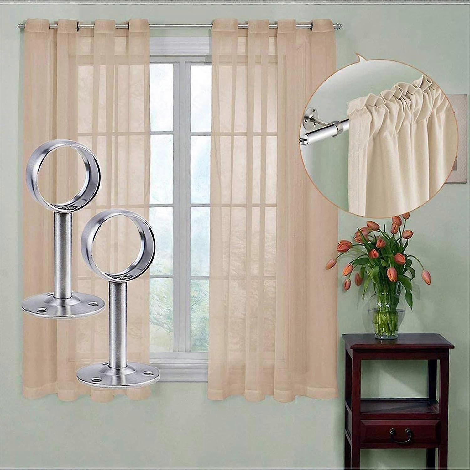 Supporti Per Asta Tende - 6 Pezzi In Lega Alluminio Nero Con Viti Per Stendibiancheria E Doccia - Foto 12