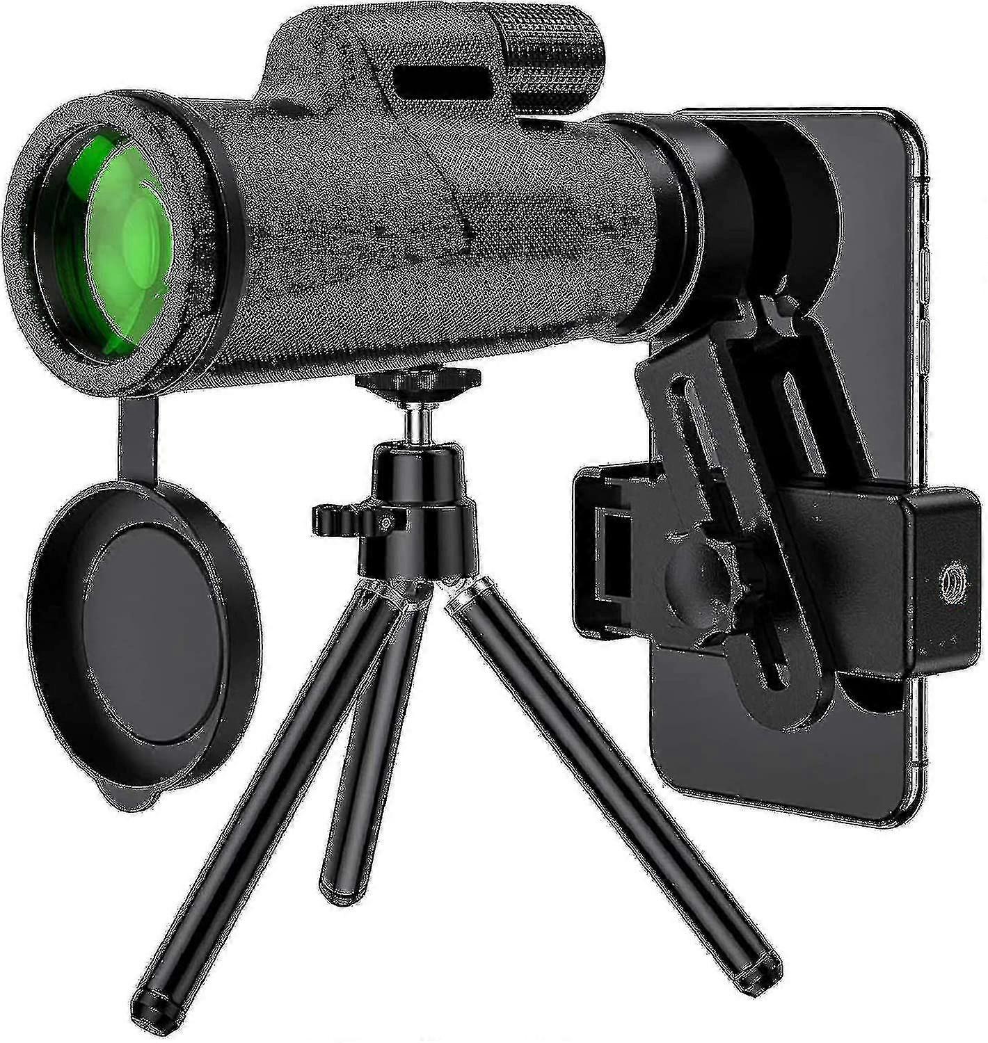 12x50 High Definition Monokular Teleskop, Bak4 Prism Fmc Objektiv Wasserdicht Monokular Schwarz