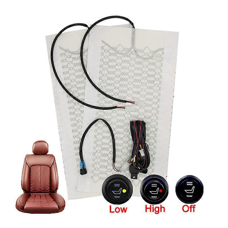 Universal Built -in Car Seat Heater Kit 12V Carbon Fiber heating Pads Round Switch Cushion Set  Fit For Installing 1 Seat