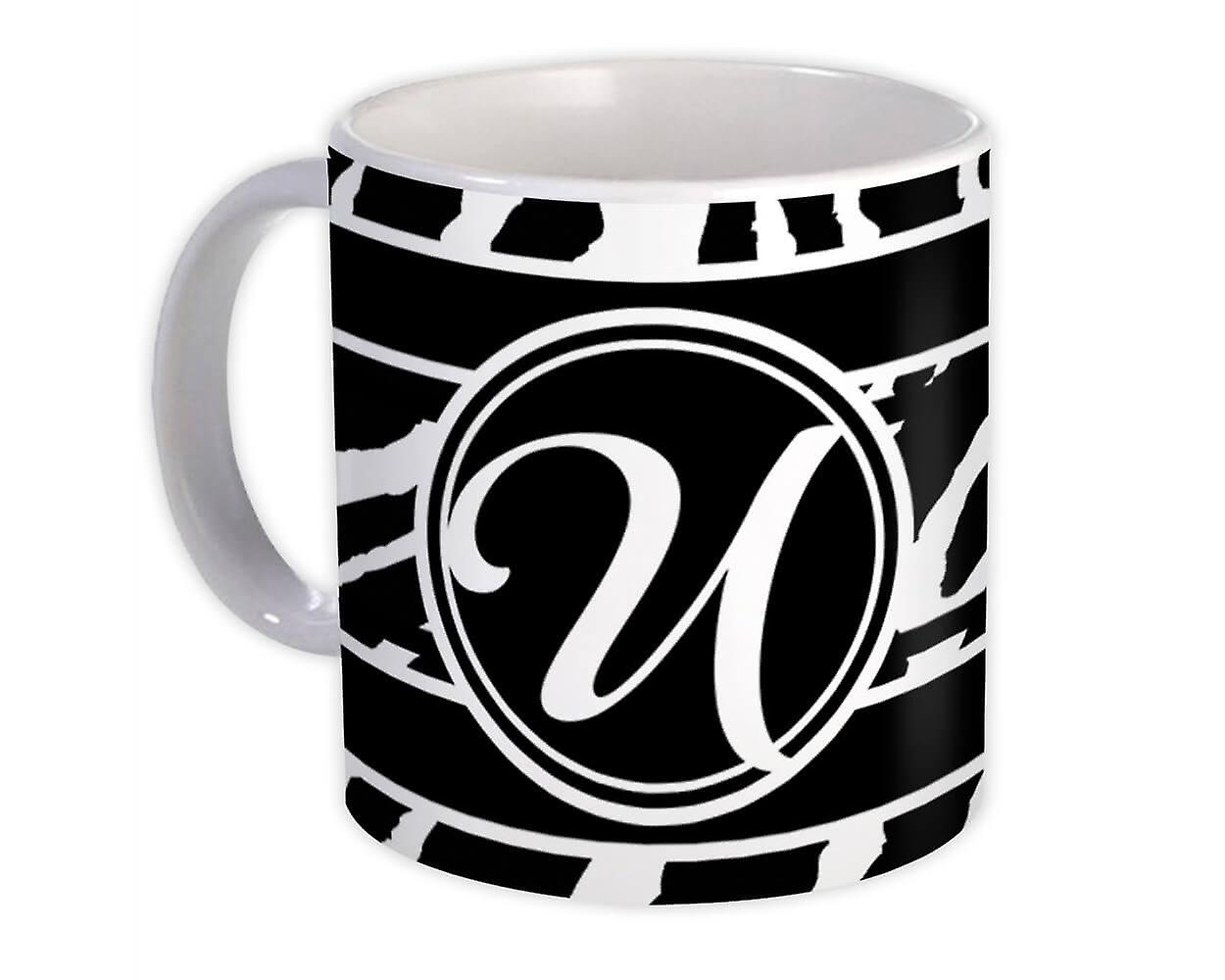 Gift Mug: Monogram Letter U Zebra