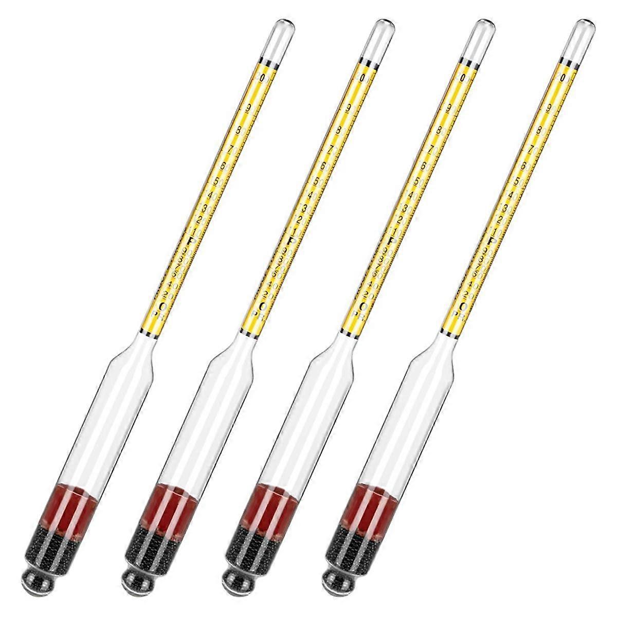 4Pcs Hydrometer Alcohol, Alcohol Meter for Distilling Alcohol 0-200 Proof & 0-100 Tralle, Specific Gravity Hydrometer