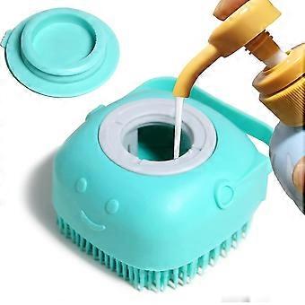 Hundebadebørste, Kæledyrsmassagebørste Shampoodispenser, Blød silikonebørste Gummibørste Til hunde og katte Brusepleje (blå)-c