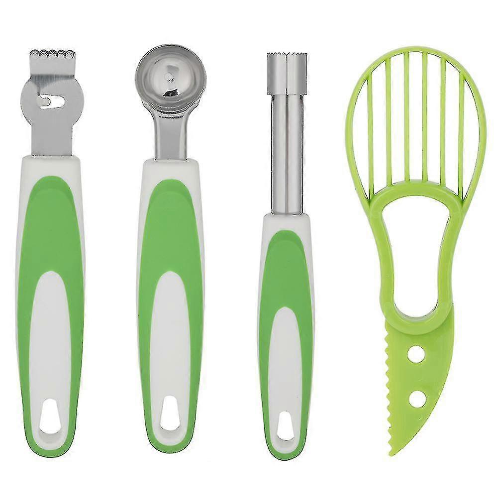 Kitchen Gadget Set - 4-Piece Fruit Tool Kit with Avocado Knife, Core Device, Fruit Scoop, and Lemon Planer
