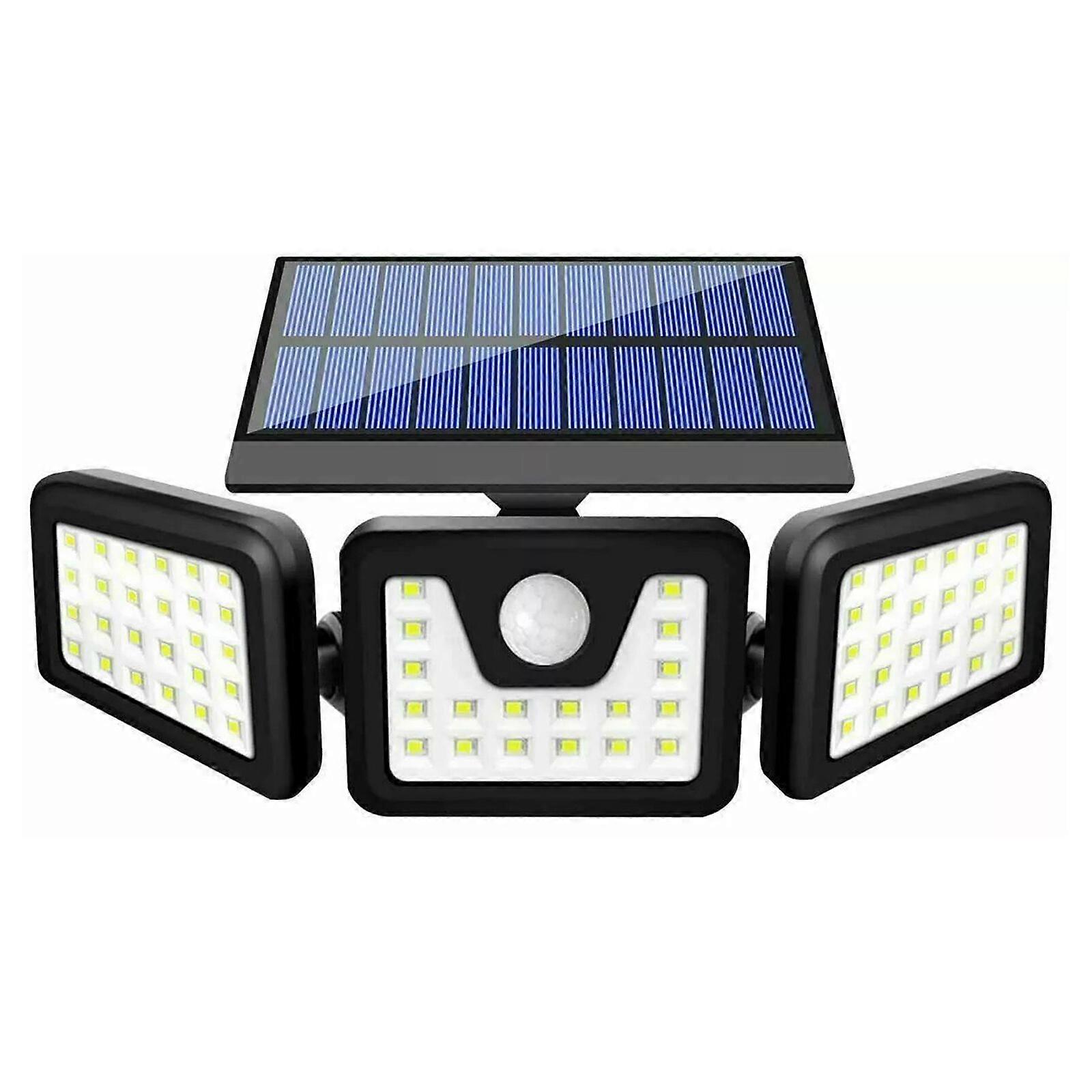 Solar Security Lights 3 Head 6000LM Motion Sensor Lights Adjustable Flood Light