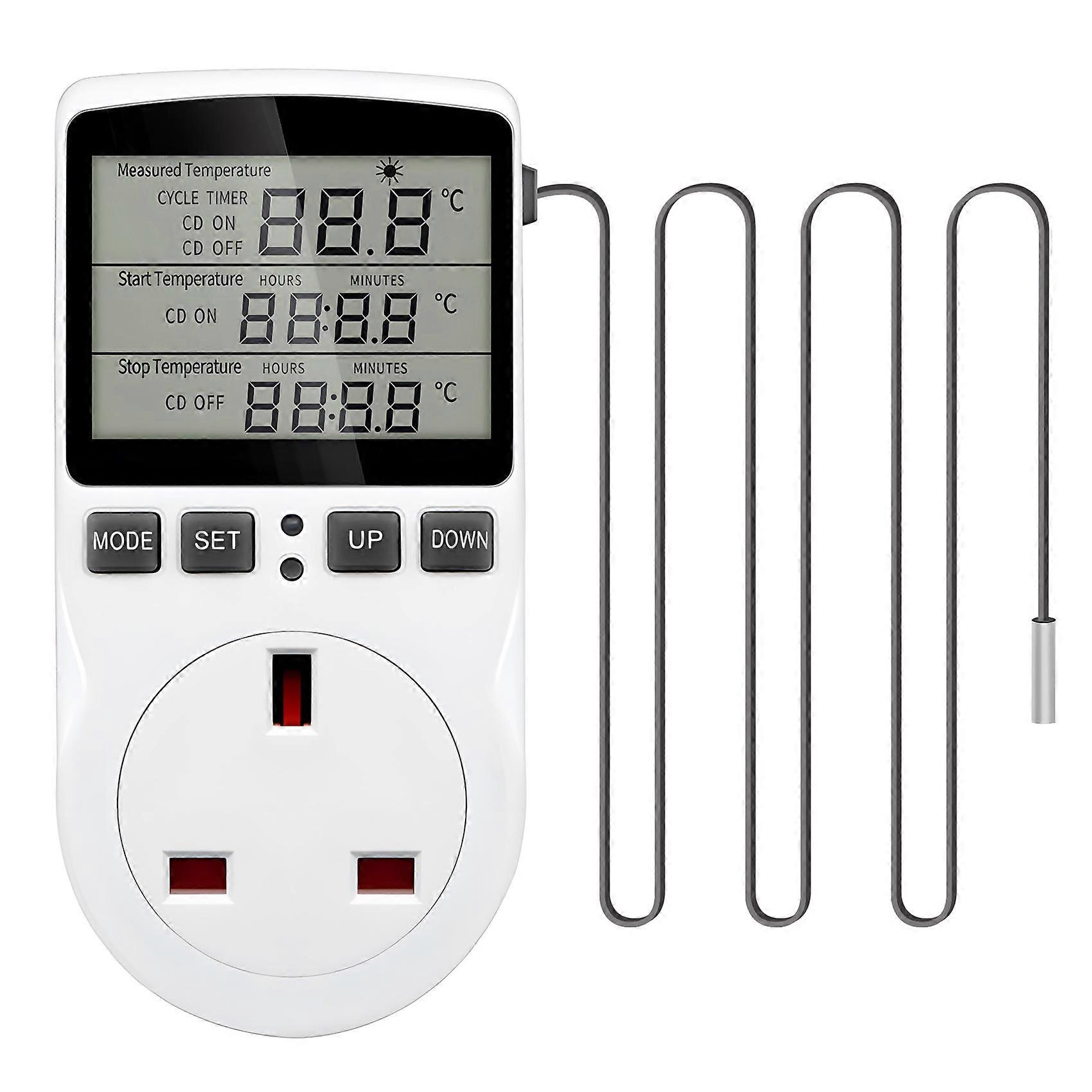 Digital Temperature Controller Thermostat Outlet Socket Plug Heating Cooling Timer for Homebrew Gre