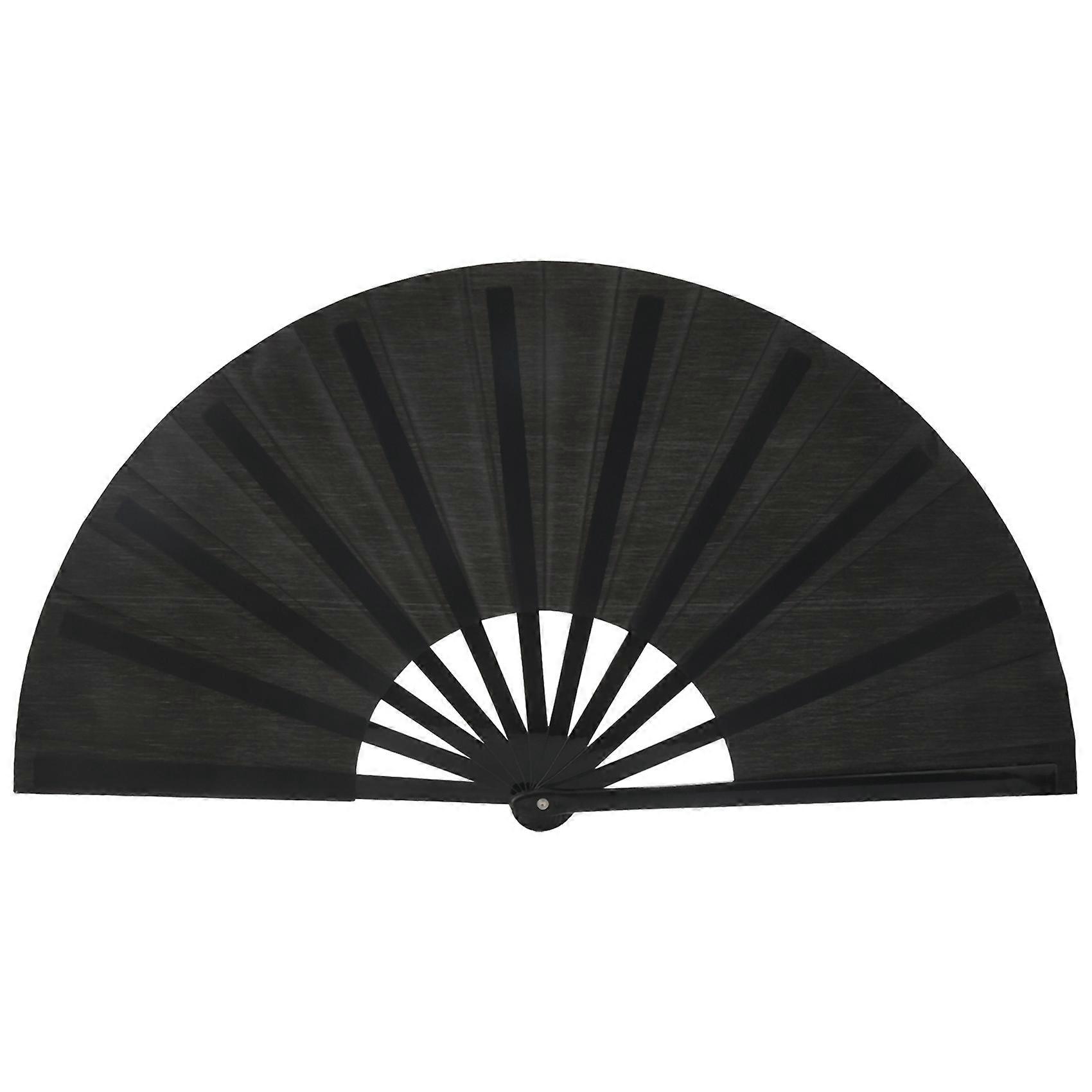 2 Pieces Folding Fan Nylon Cloth Handheld Folding Fan Chinese Kung Tai Fan Black Decoration Fold Ha