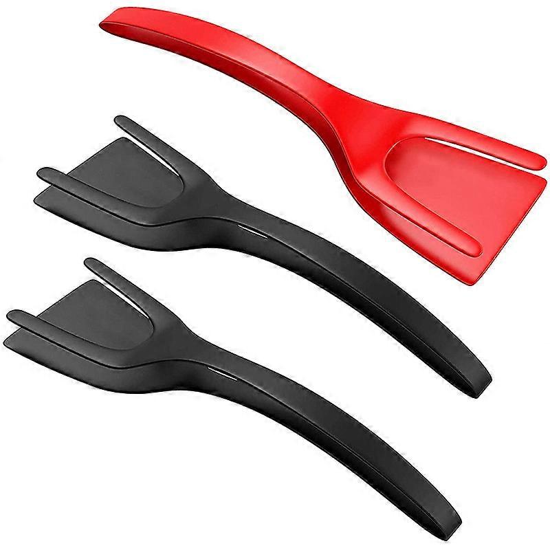 2 In 1 Grip and Flip Tongs Pancake Toast Omelette Overturned Spatula Fried Egg Clip Beefsteak Turners Kitchen Cooking Tools