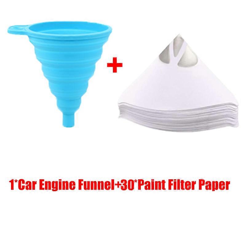 30Pcs Paint Filter Paper with 1Pc Car Engine Funnel Fine Strainers Micron Sieve Filter Nylon Furniture Machinery Mesh Net| |