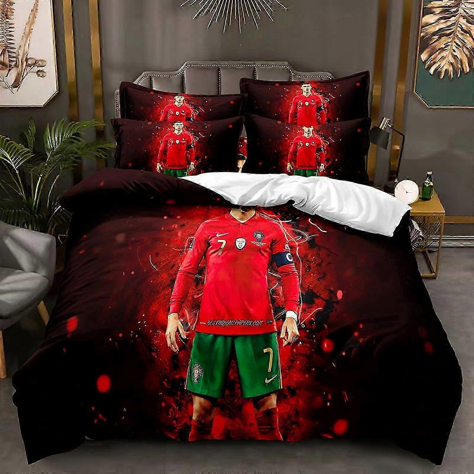 v2150 Lençóis Futebol Superstars roupa de cama conjunto de três peçasimpresso em 3D, leve e confortável capa de edredom fronha de cama (1 capa de edredom e 2