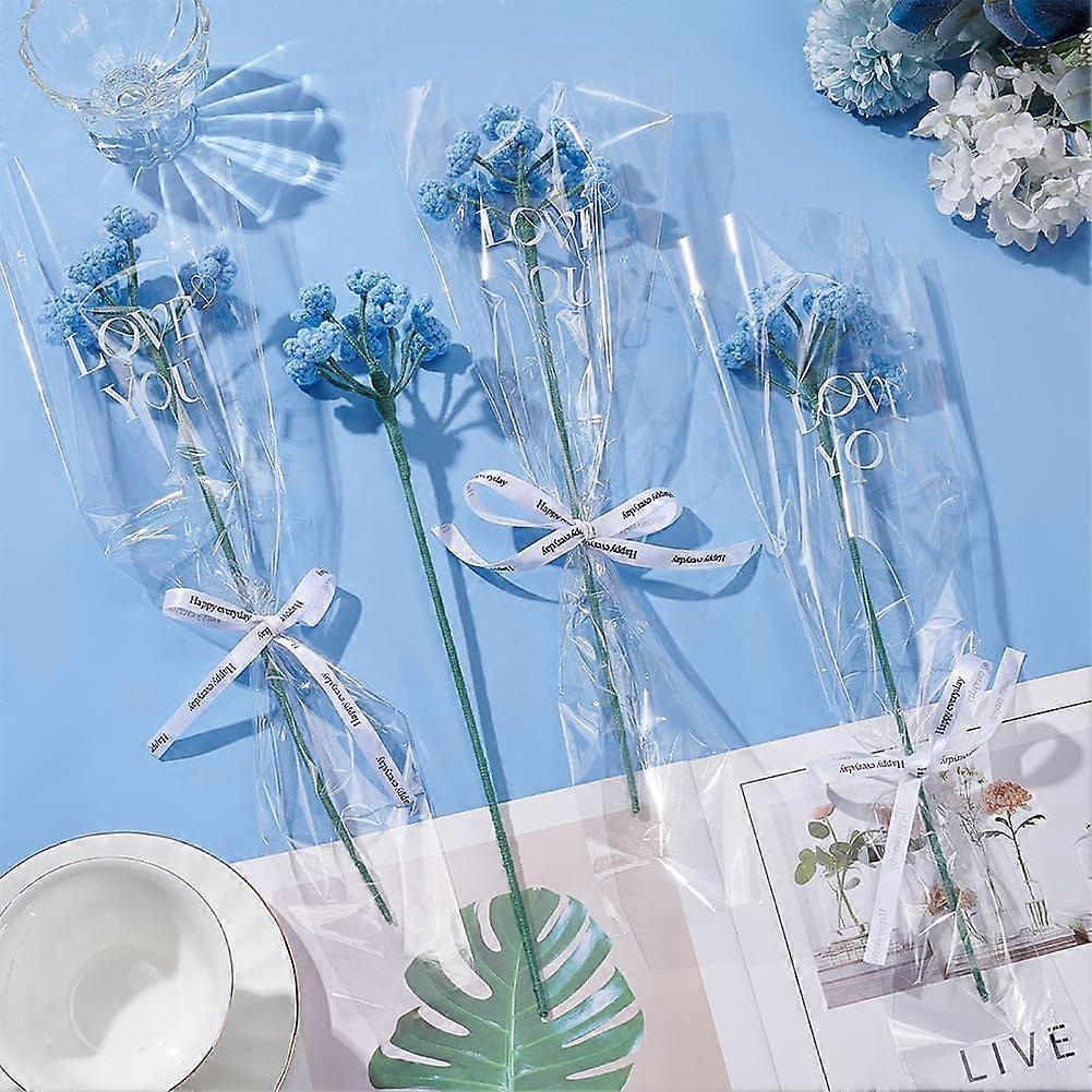 4 PCS Handmade Knitted Baby's Breath Flowers Cotton Knitting