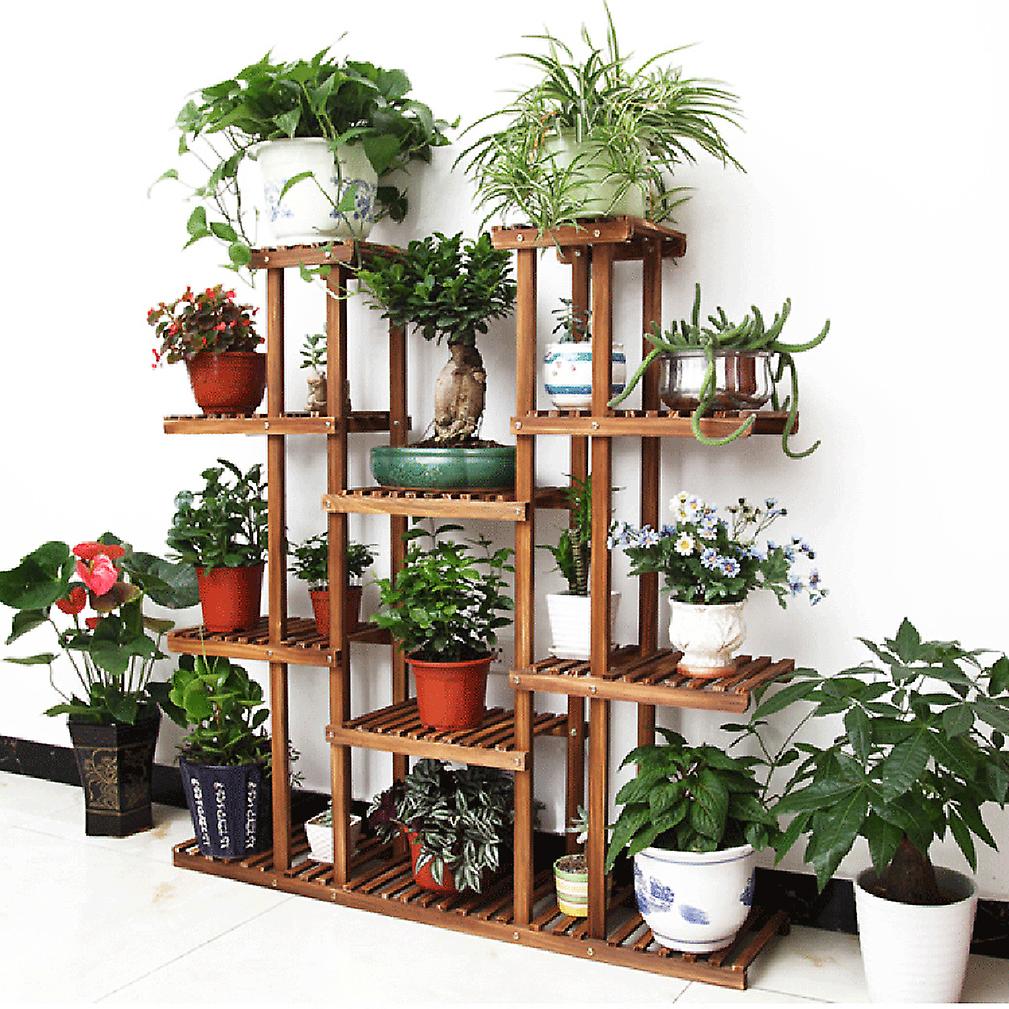 17 Pots Wood Plant Stand