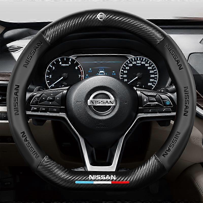 38cm Carbon Fiber Leather Car Steering Wheel Cover Four Seasons For Nissan ALTIMA JUKE LEAF MICRA NOTE PULSAR Auto Parts