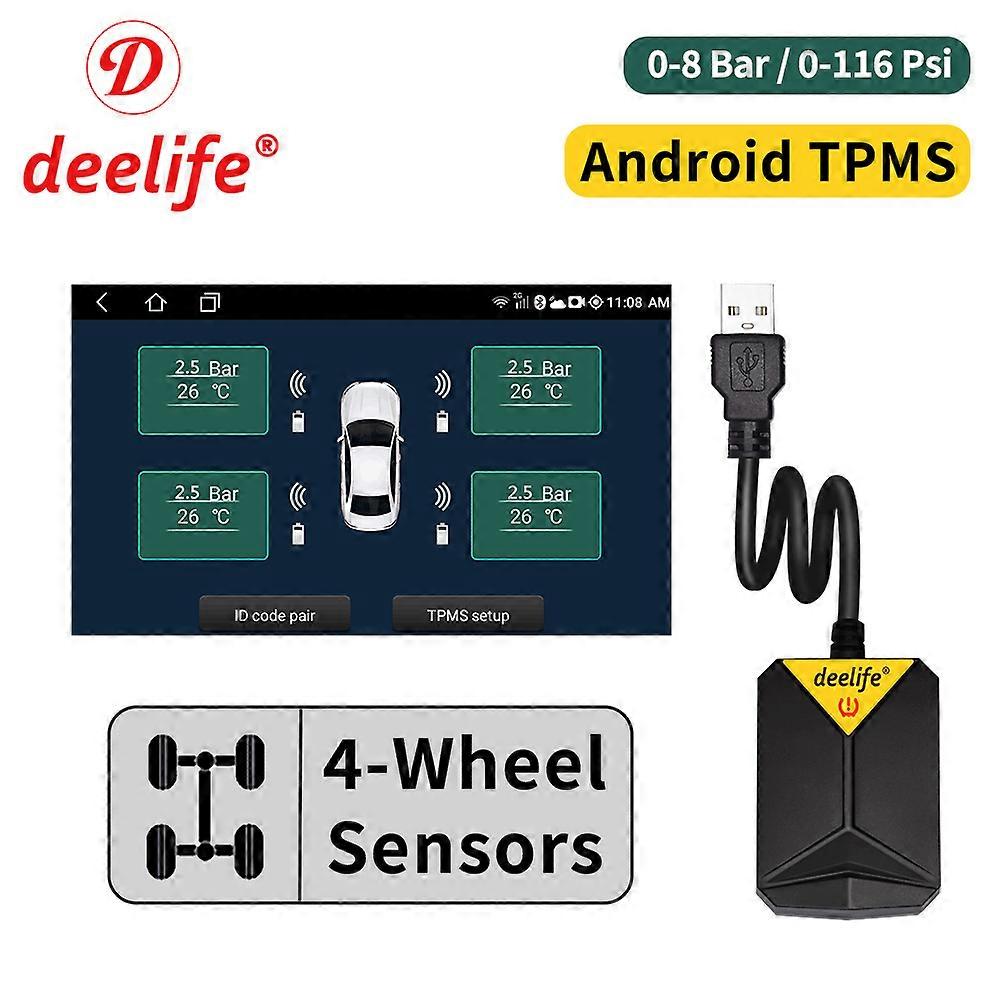 Androidfor Car Radio DVD Player Vehicle Sensors Tire Pressure Monitoring System Spare Tyre Internal External  USB TMPS