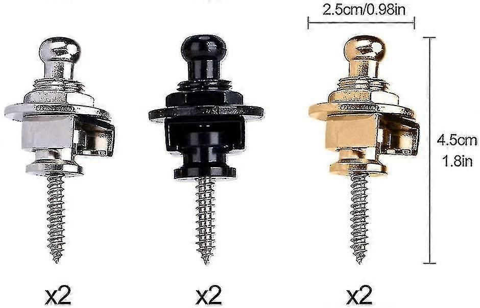 Guitar Strap Locks Set 6 Pack Strap Lock Set Buttons Security Quick Release