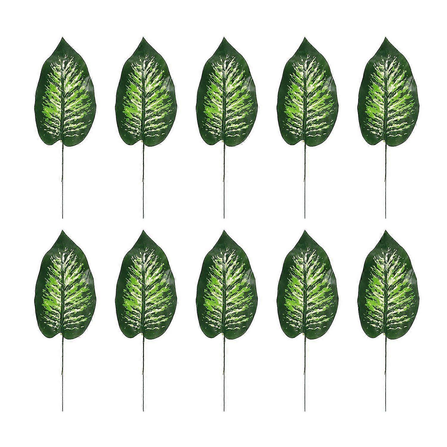 10Pcs Simulated Leaf Realistic Not Wither Non-fading No Watering DIY Flower Arrangement Faux Rohdea