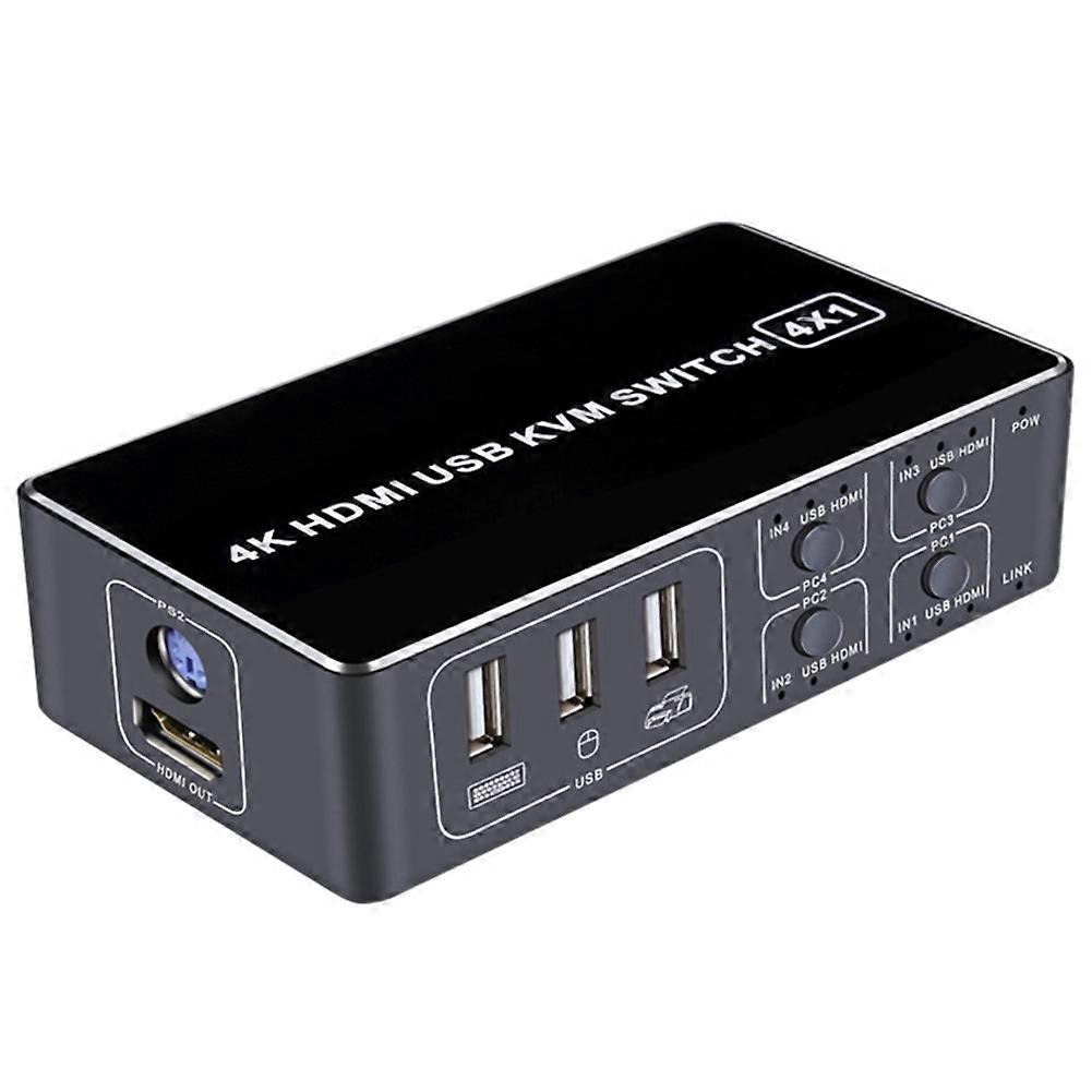 4K Universal 4 Port USB for For Mouse Keyboard Computer Hub Sharing Scanner With Indicate Light KVM Switcher Aluminum Alloy