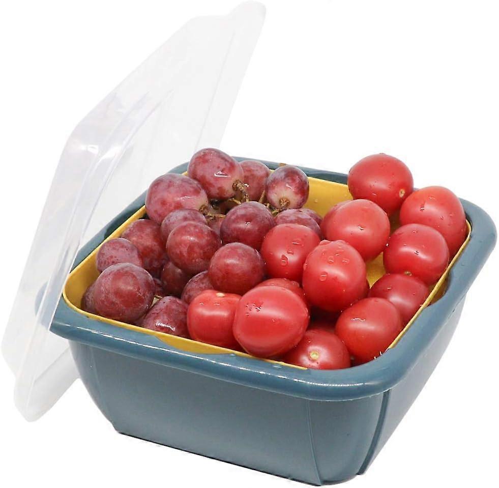 3 in 1 Kitchen Colander Strainer Bowl Set with Lid, Household Double-Layer Drain Basket