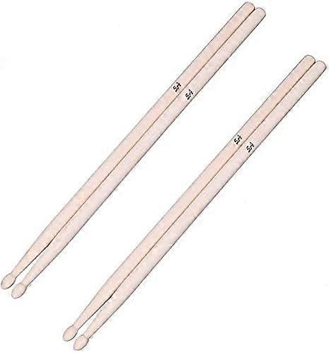 2-Pairs 5A Drum Sticks Maple Wood Drumsticks Wood Tip Student Drum Sticks (Maple)
