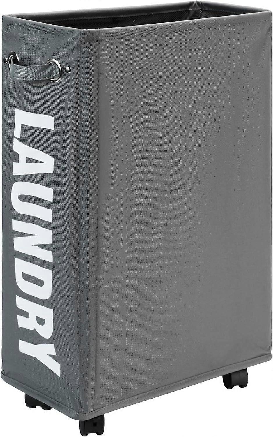 Ultra Slim Laundry Hamper with Handle,Foldable Corner Storage Box,Foldable Laundry Hamper (Gray,Ultra Slim)