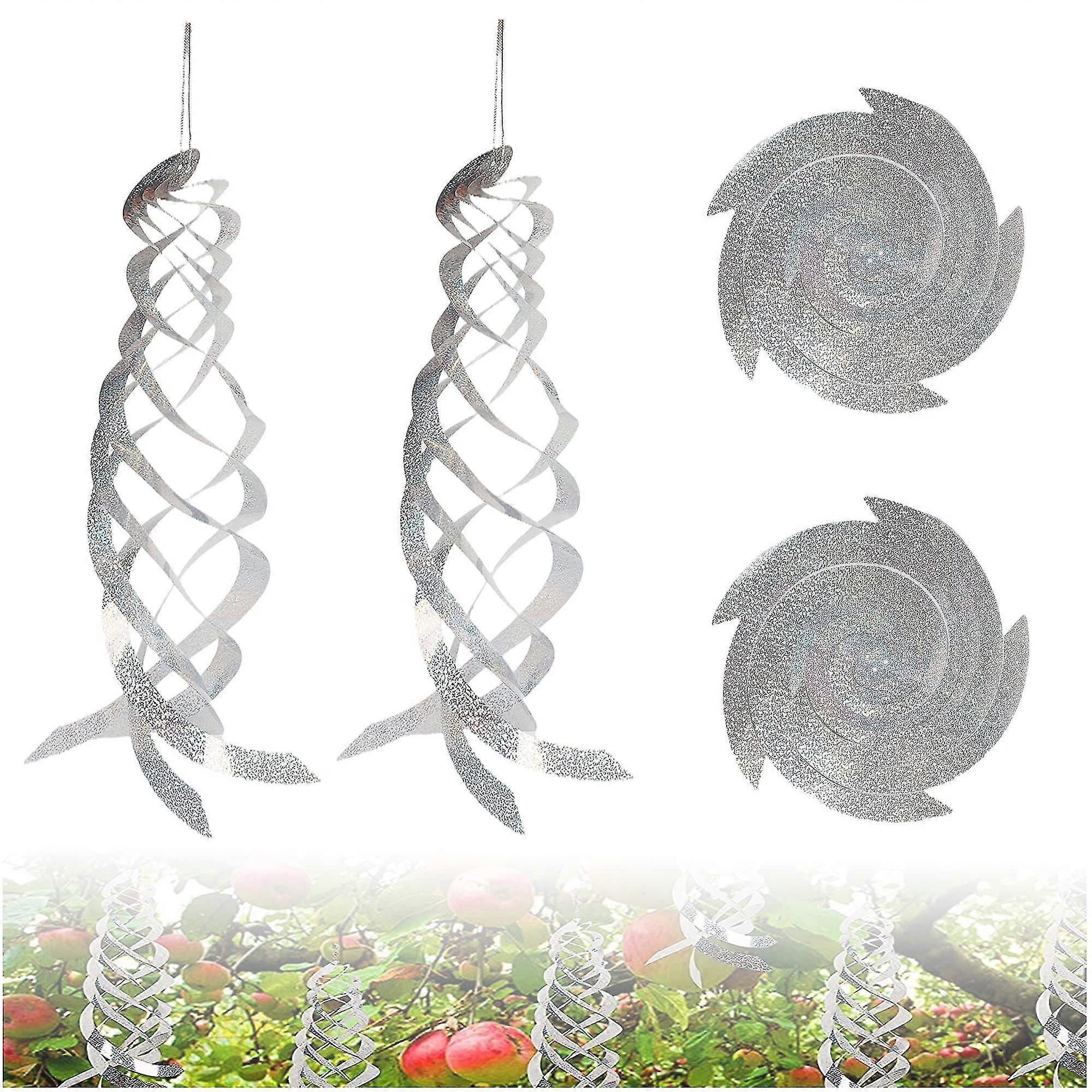 Pack Of 4 Reflective Rotator Bird Repellent Spiral Reflectors Hanging Reflective Bird Repellent Device Deterrent Birds Decoration Reflective Repellent