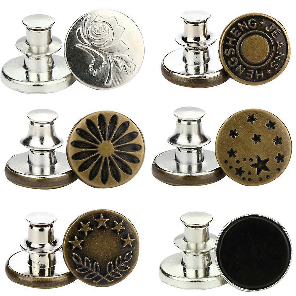 6 Pcs Jean Button Metal Jean Snaps Rivet Buttons Jeans Jean Tack Buttons Brass Jeans Buttons Snap Button Jeans