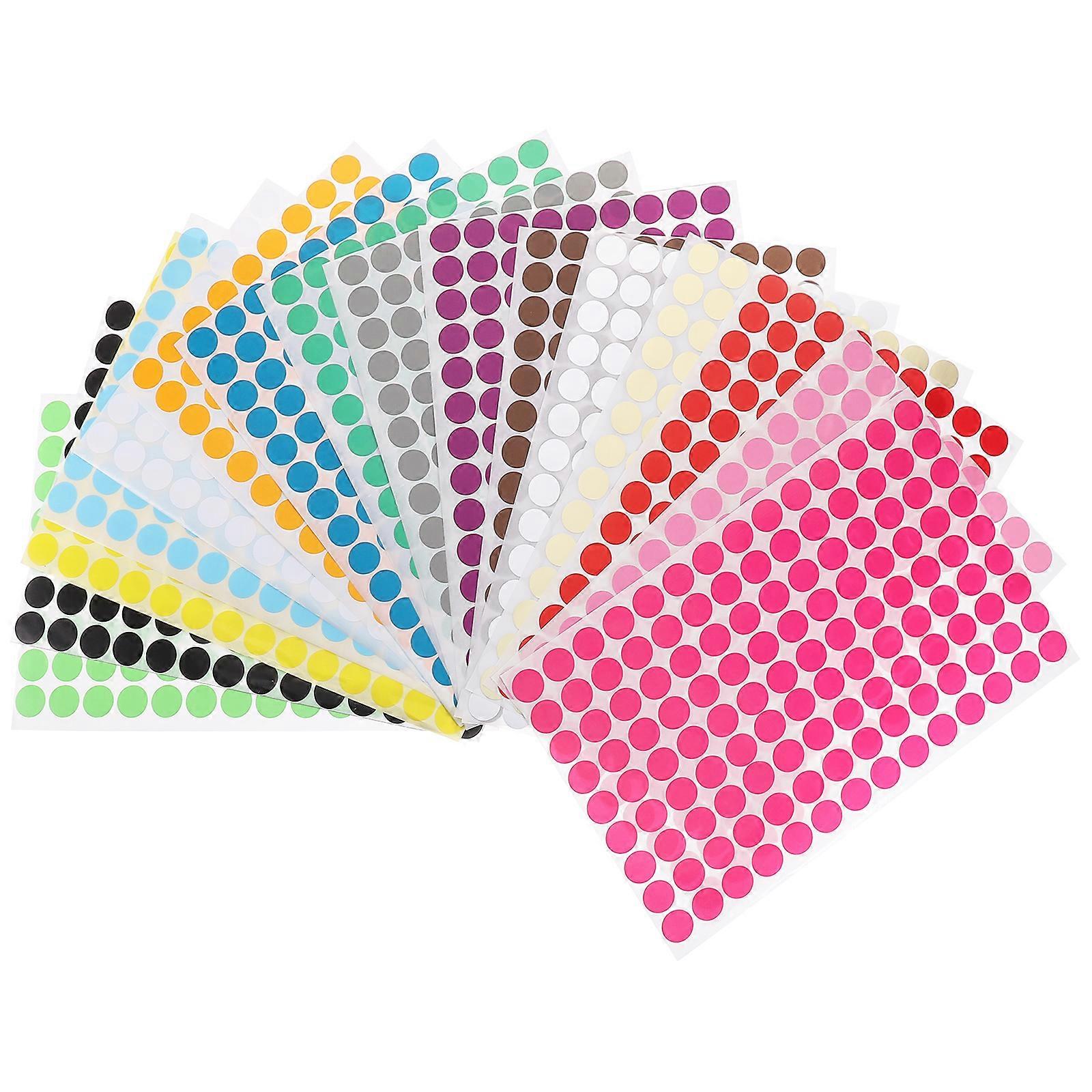 16 Sheets of Colored Circle Stickers Dot Labels Round Stickers Dot Stickers Round Color Coding Labels