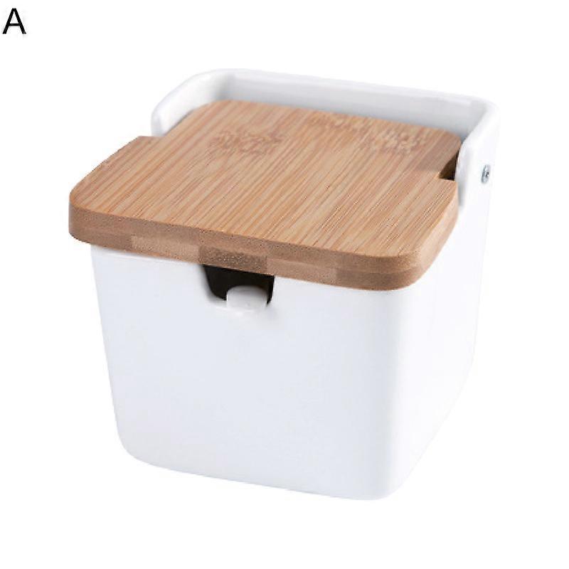250ml Flip Lid Przyprawy z łyżką Ceramiczna przyprawa Sól Cukier Spice Pot Gadżet kuchenny