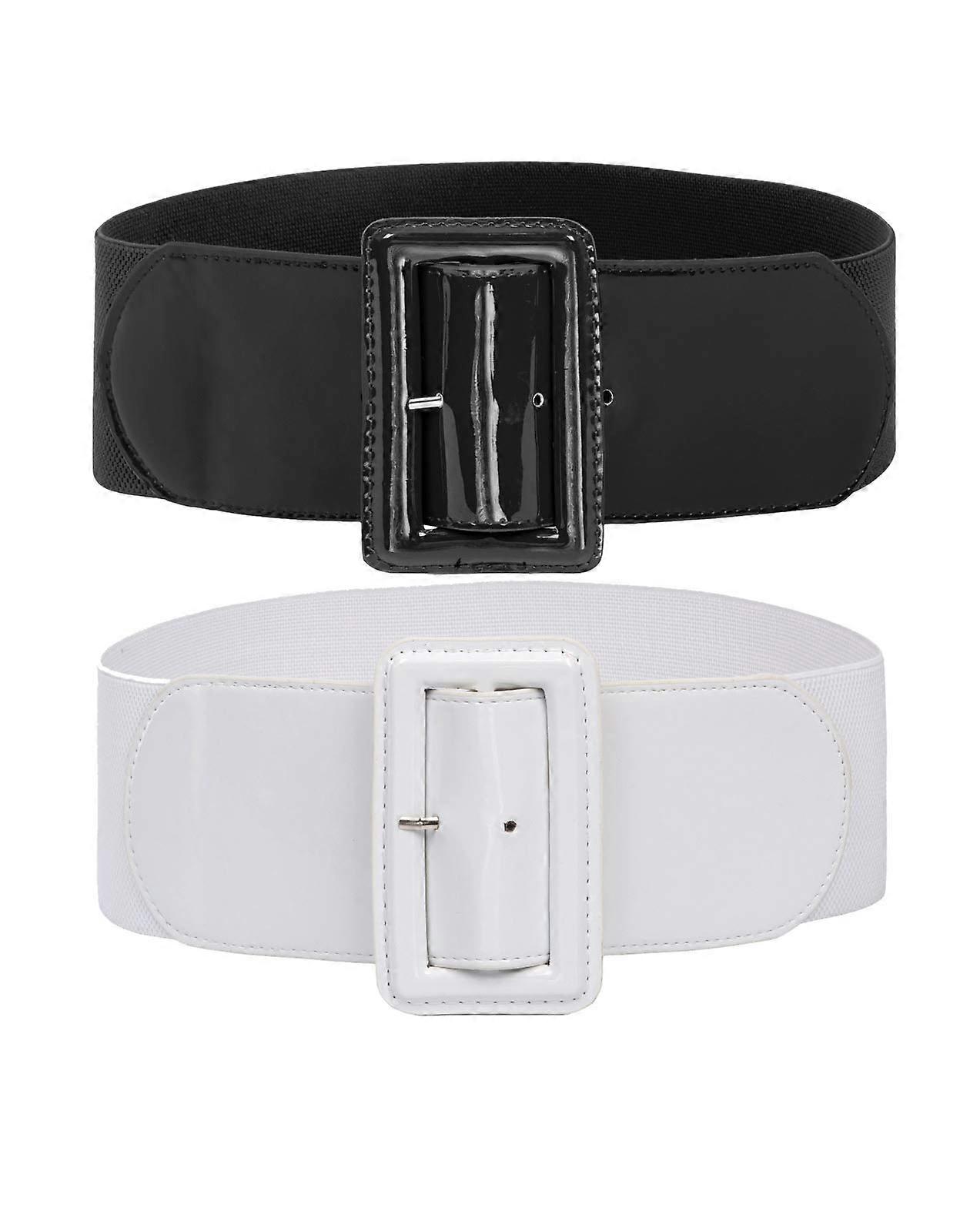 Elastisk bælte til kvinder Brede elastiske bælterSort+hvid