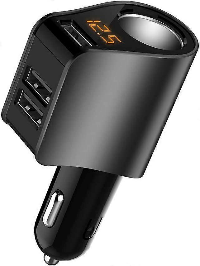 Car Charger,Multi USB Cigarette Lighter Adapter,Socket Splitter with 3 USB and Voltage Meter,Compati