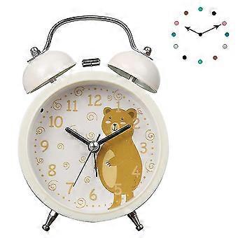 Reloj despertador Twin Bell sin tictac - Dial 3d de marco de metal con función de retroiluminación - Reloj de mesa de escritorio para el hogar y la oficina