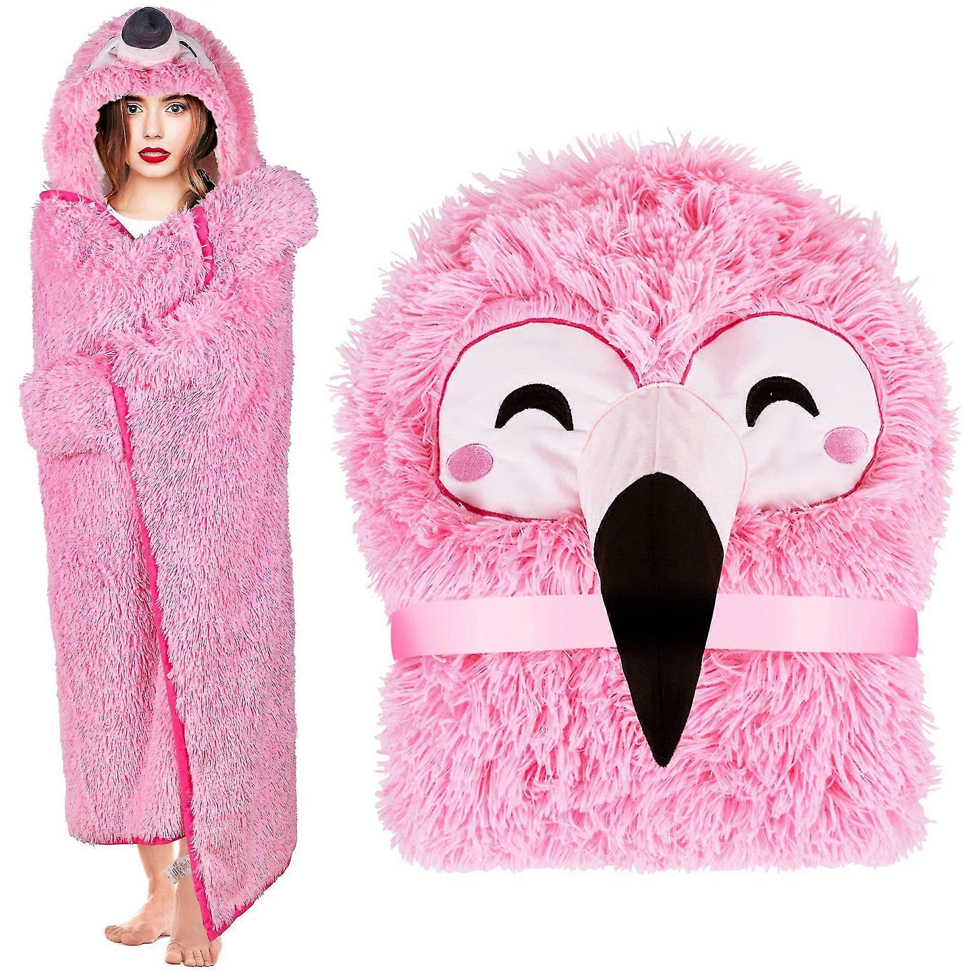 Overdimensjonert hettegenserteppe for lam One Size for jenter kvinner - Flamingo